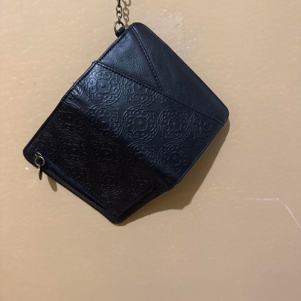 Black leather wallet with embossed